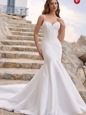 Sophia Tolli Imogen Ivory Satin Bridal Gown Size 14 Nwot Still In Stores